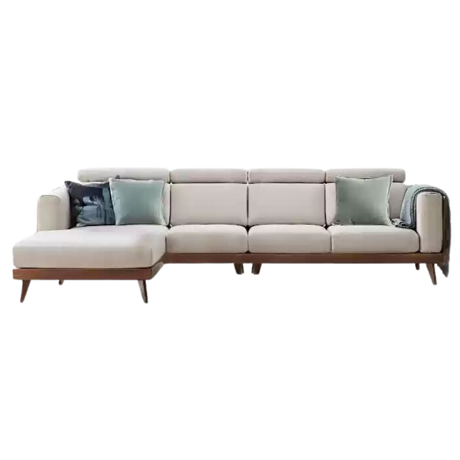 Black Walnut, Ash Solid Wood Adjustable Headrest Sofa.