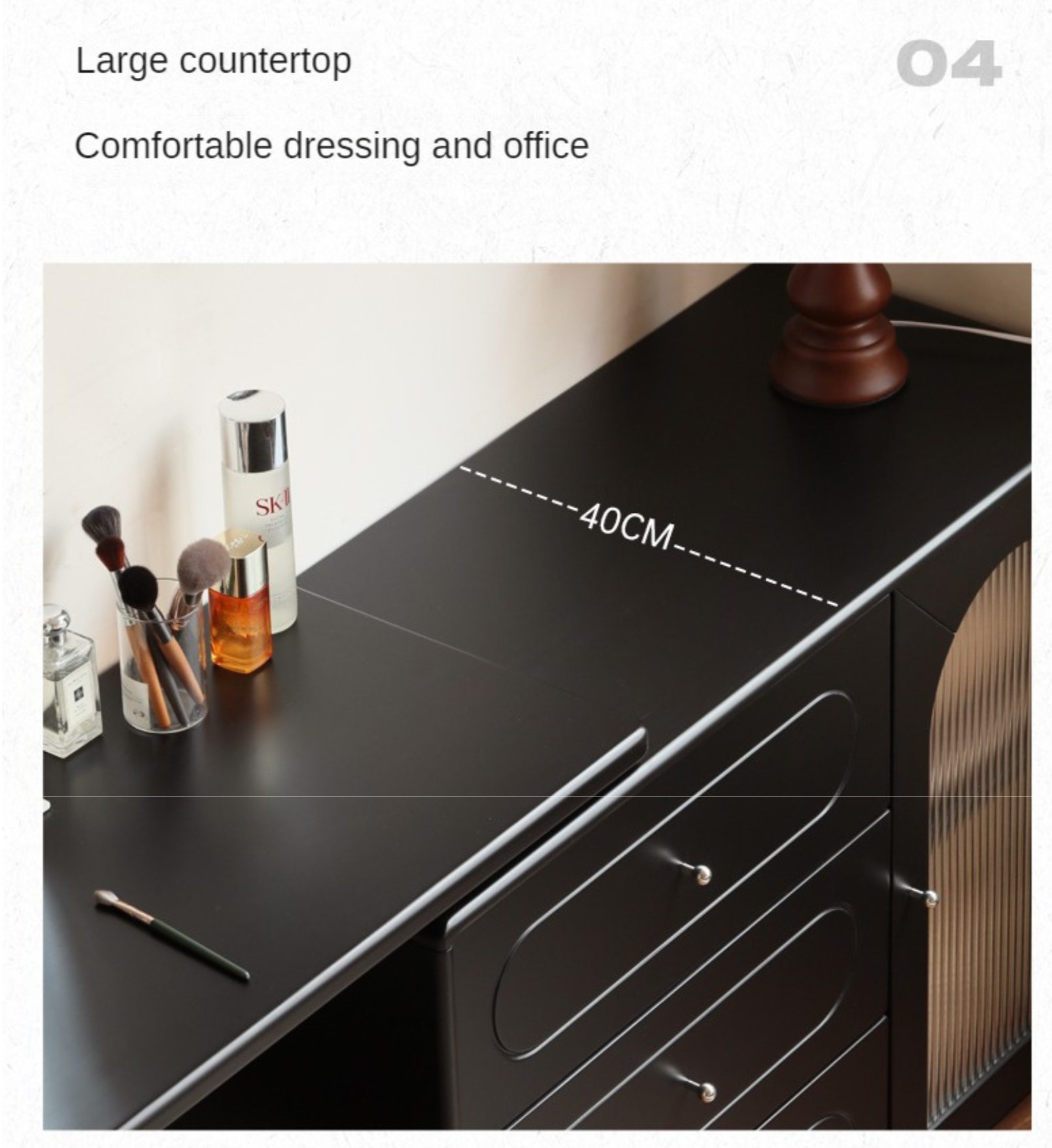 Solid RubberWood Retractable Vanity Table Retro Style.