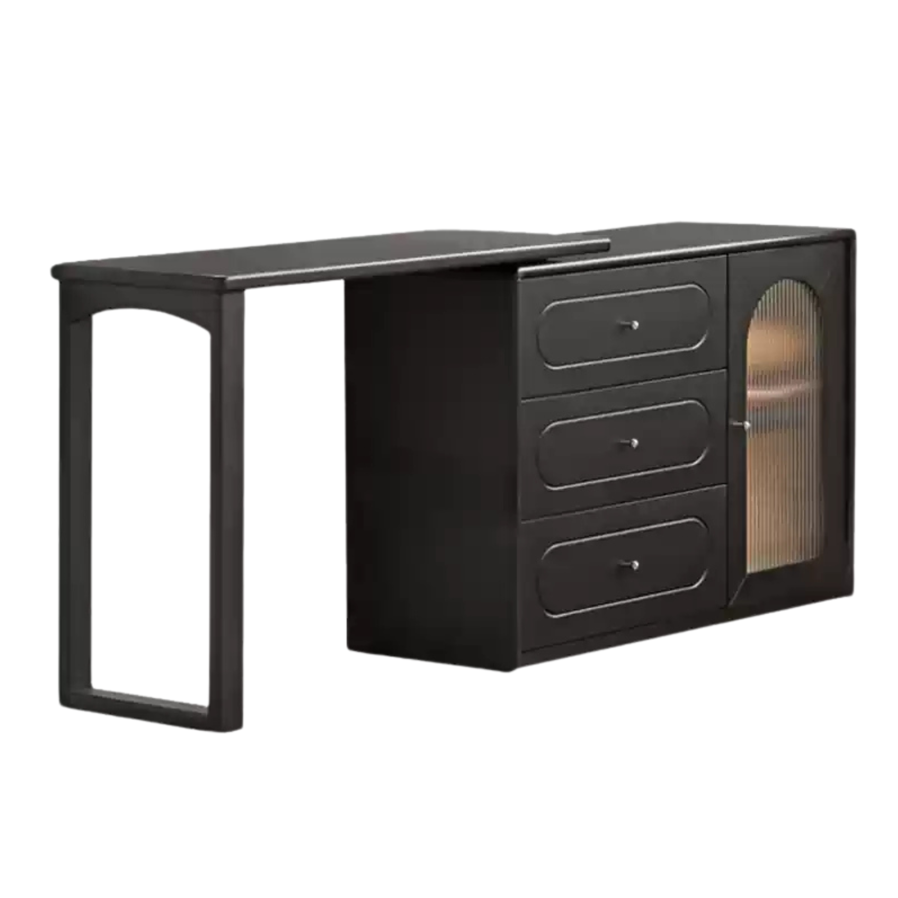 Poplar Solid Wood Retractable Dressing Table Retro Style.