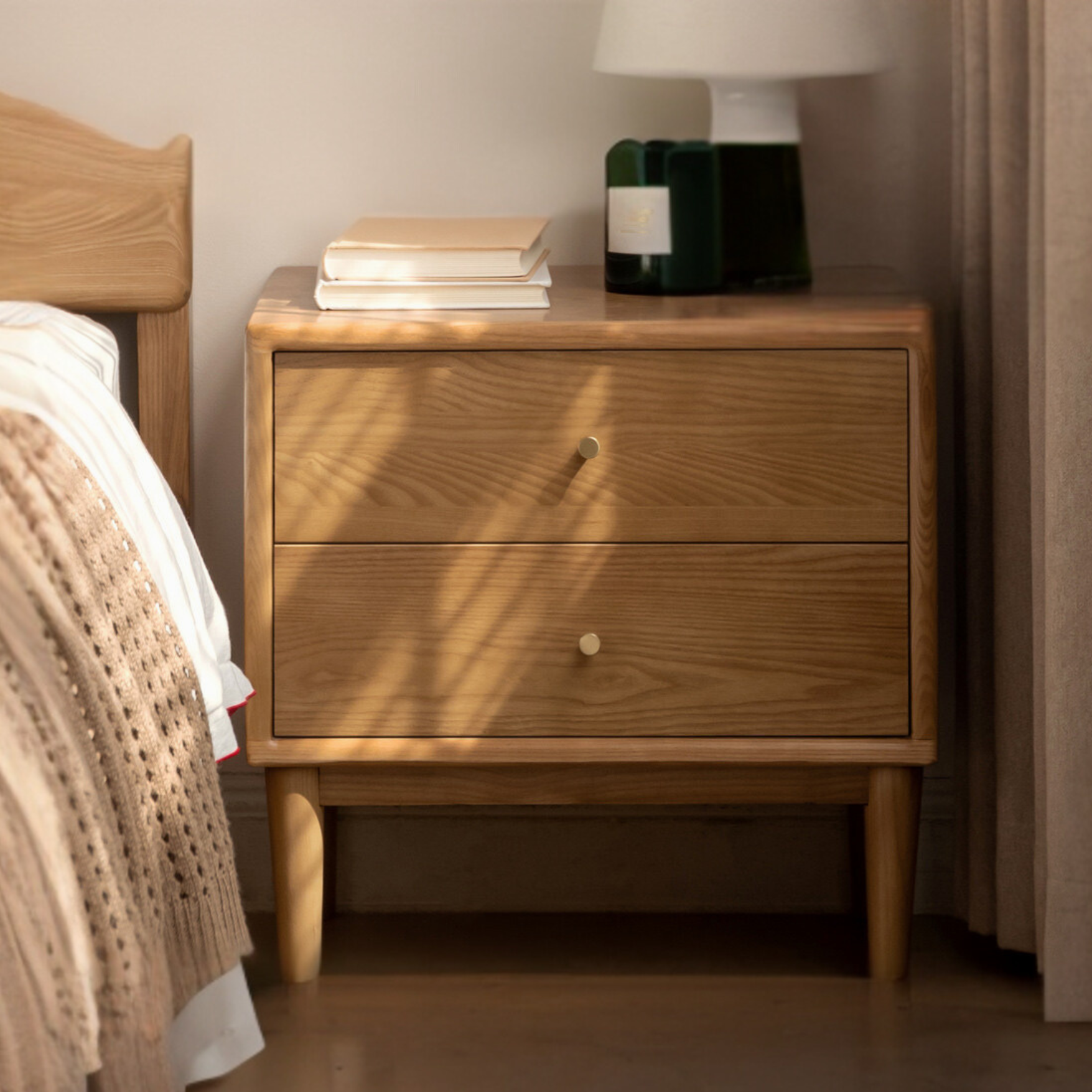 Ash, Cherry Solid Wood Modern Simple Nightstand
