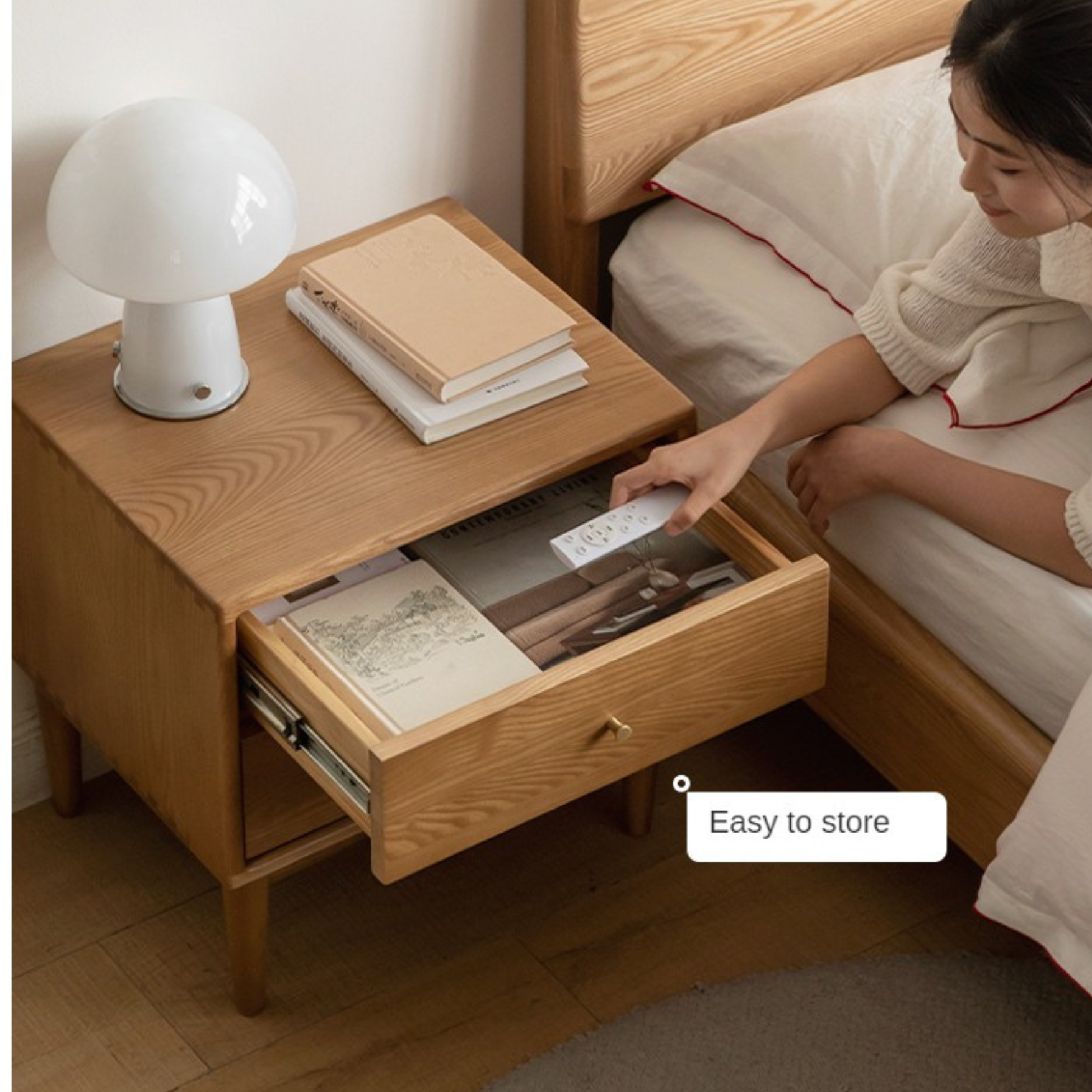 Ash, Cherry Solid Wood Modern Simple Nightstand