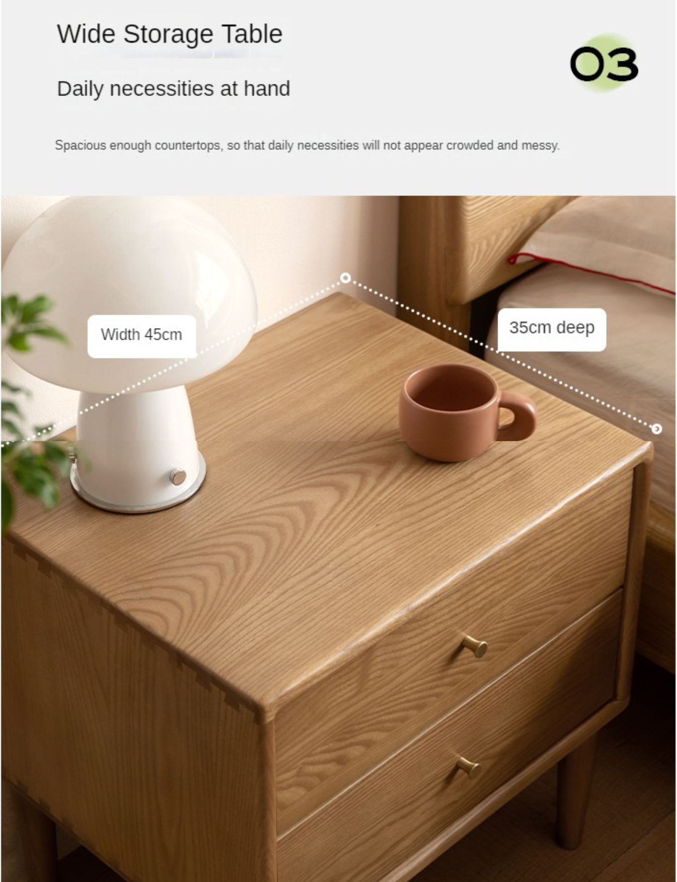 Ash, Cherry Solid Wood Modern Simple Nightstand