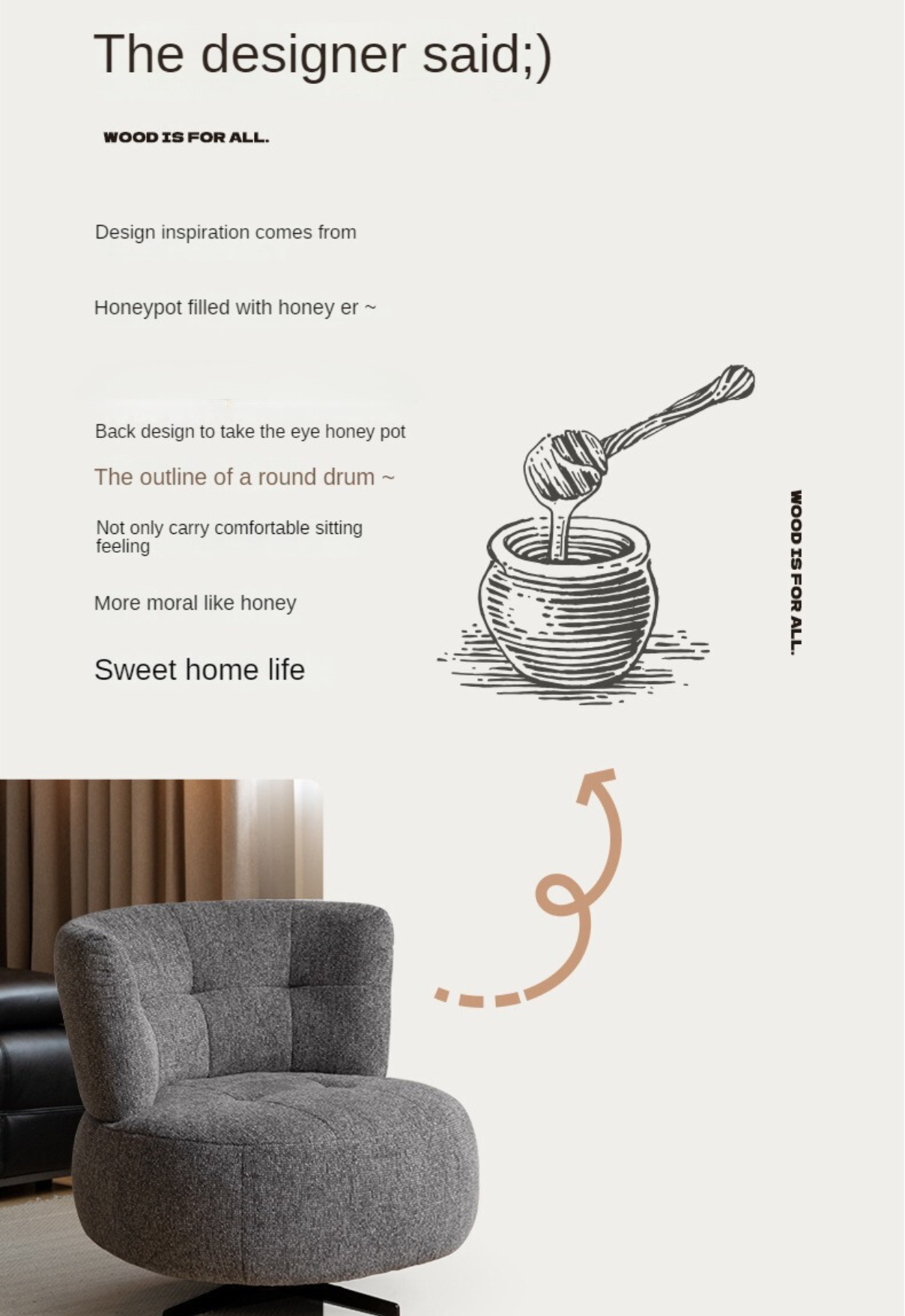 Fabric Modern Simple Single Seat Armchair.