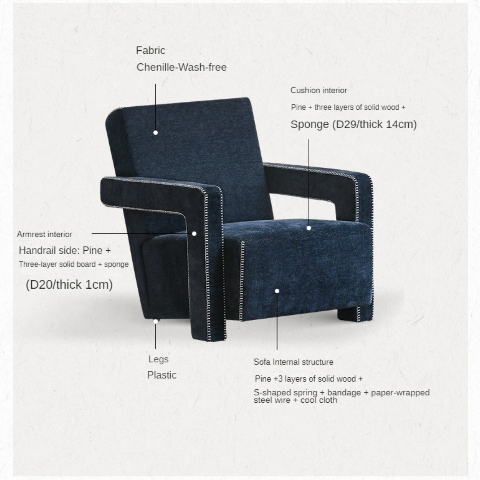 Fabric Armchair Italian Minimalist.