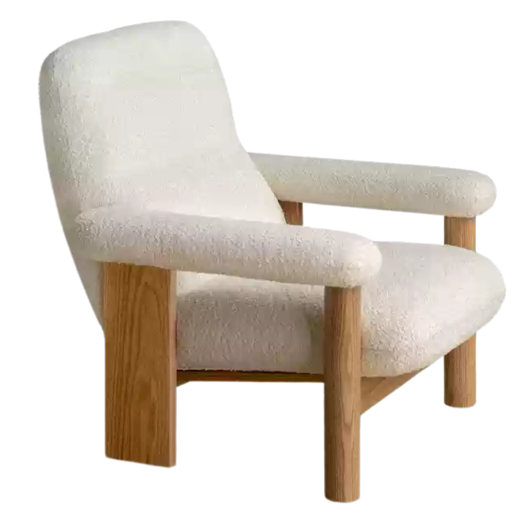 Beech Solid Wood Fabric Single Armchair Retro.