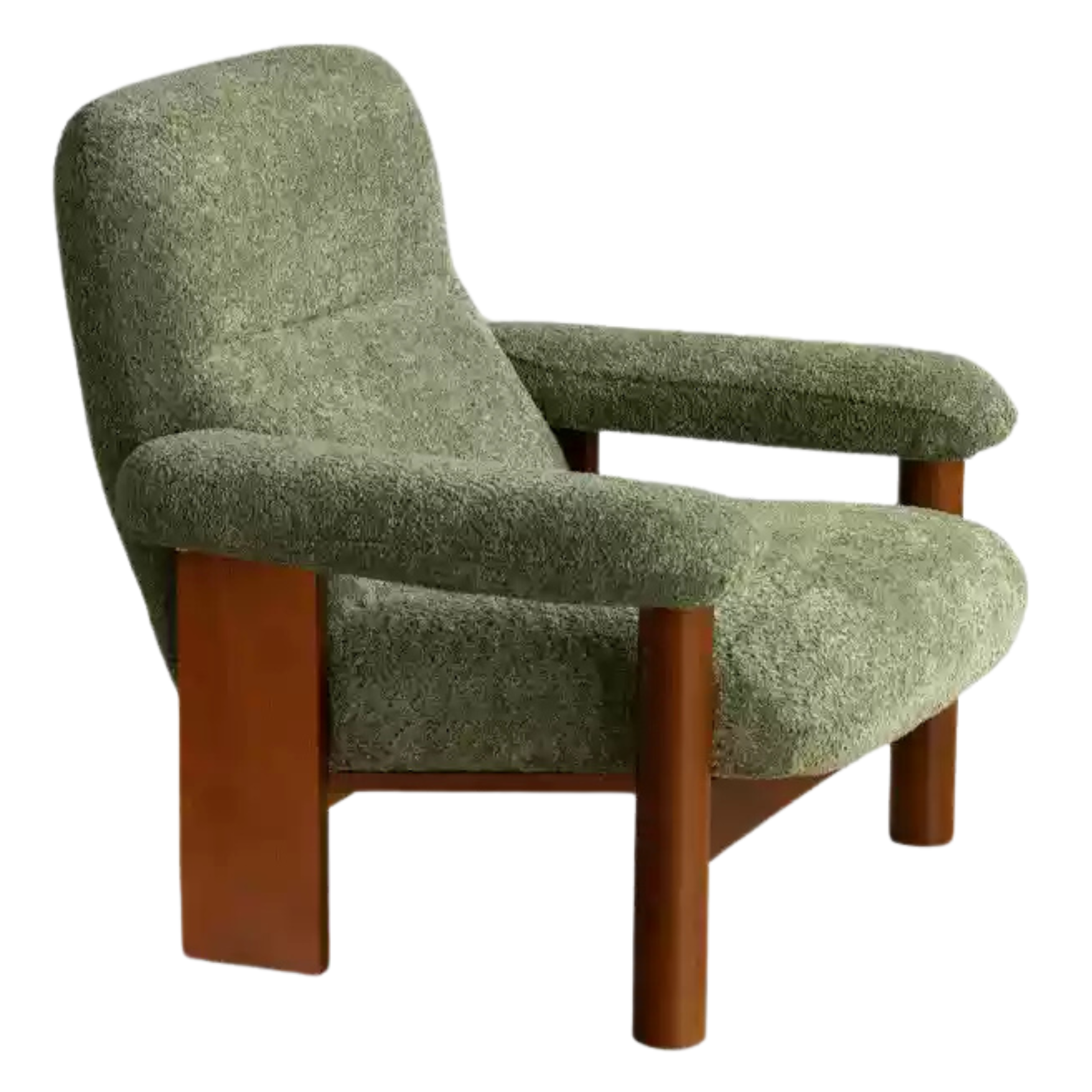 Beech Solid Wood Fabric Single Armchair Retro.