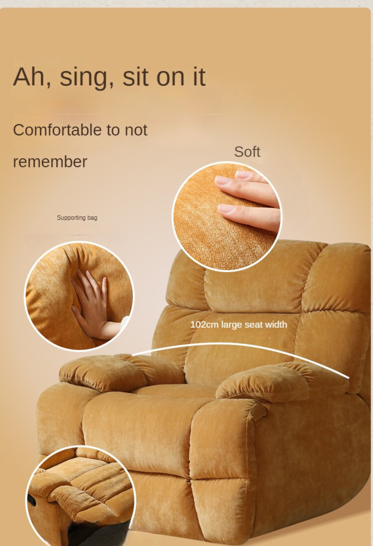Fabric Lazy Chair Reclining Single