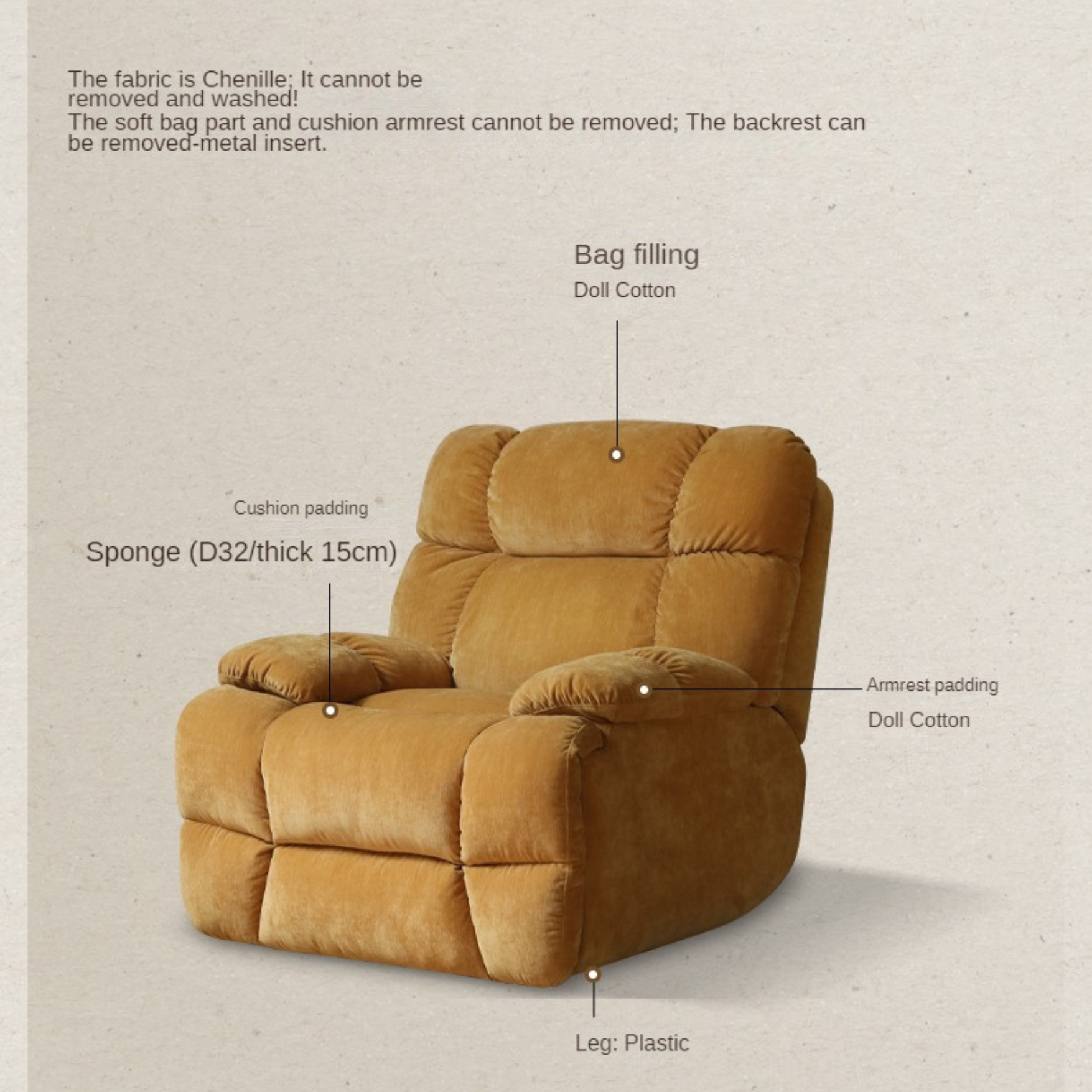 Fabric Lazy Chair Reclining Single