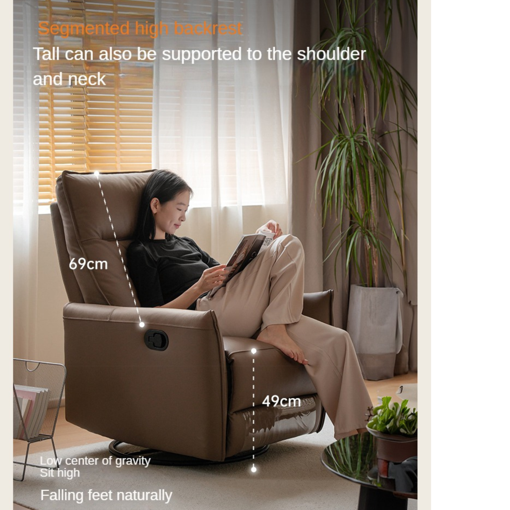 Leather Multifunctional Rotating Single Chair