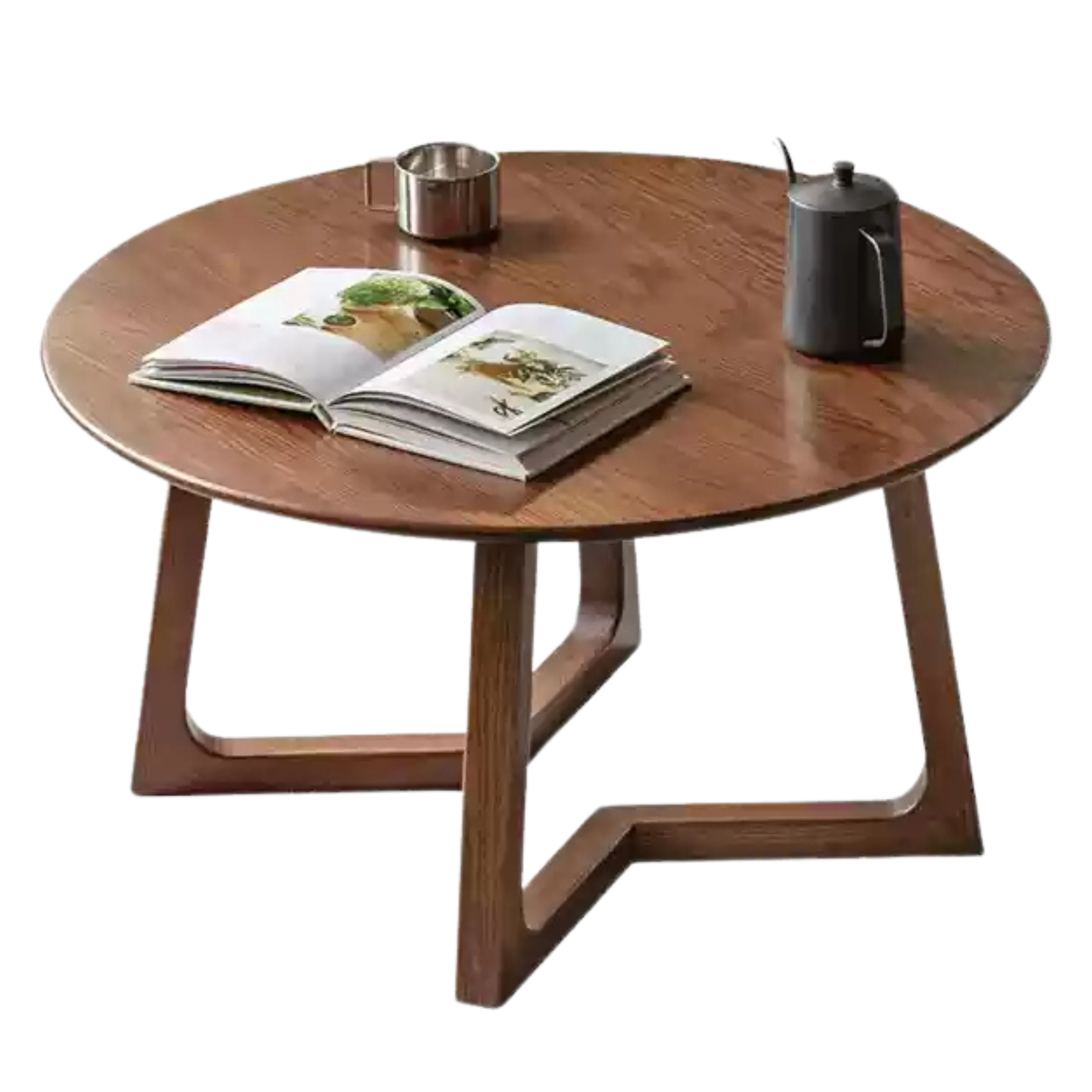 Oak Solid Wood Round Modern Coffee Table