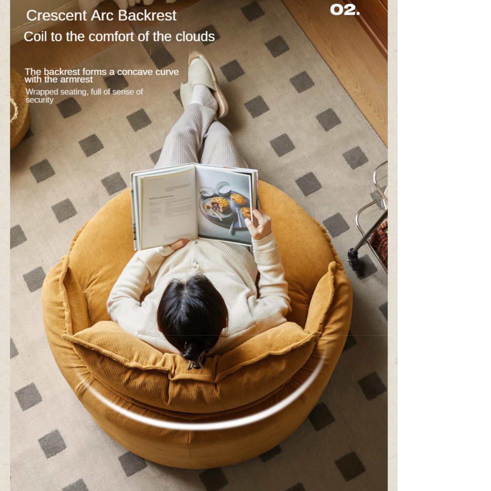 Fabric Round Rotatable Single Chair
