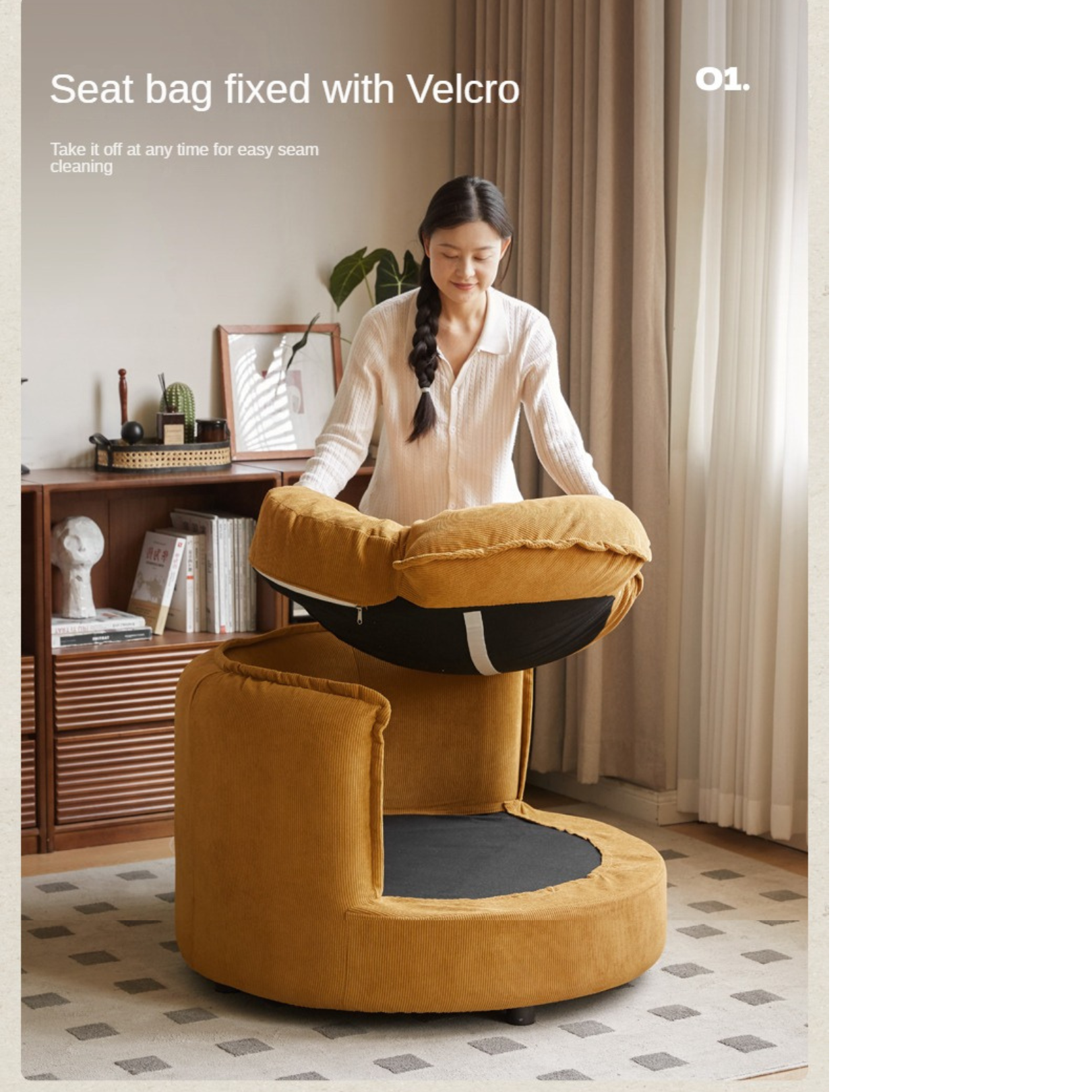 Fabric Round Rotatable Single Chair