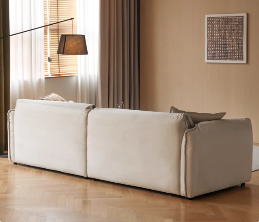 Fabric Modern Tofu Block Elephant Ear Down Sofa.