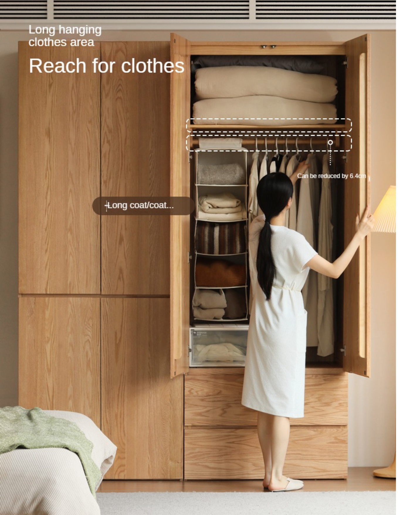 Oak, Ash Solid Wood Sectional Wardrobe.