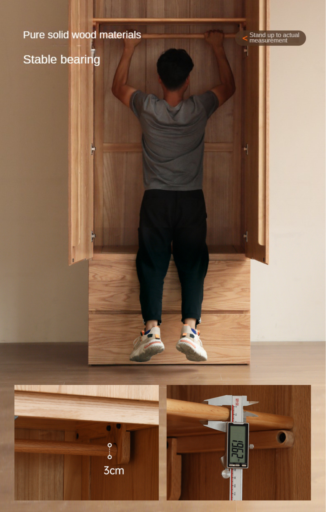 Oak, Ash Solid Wood Sectional Wardrobe.