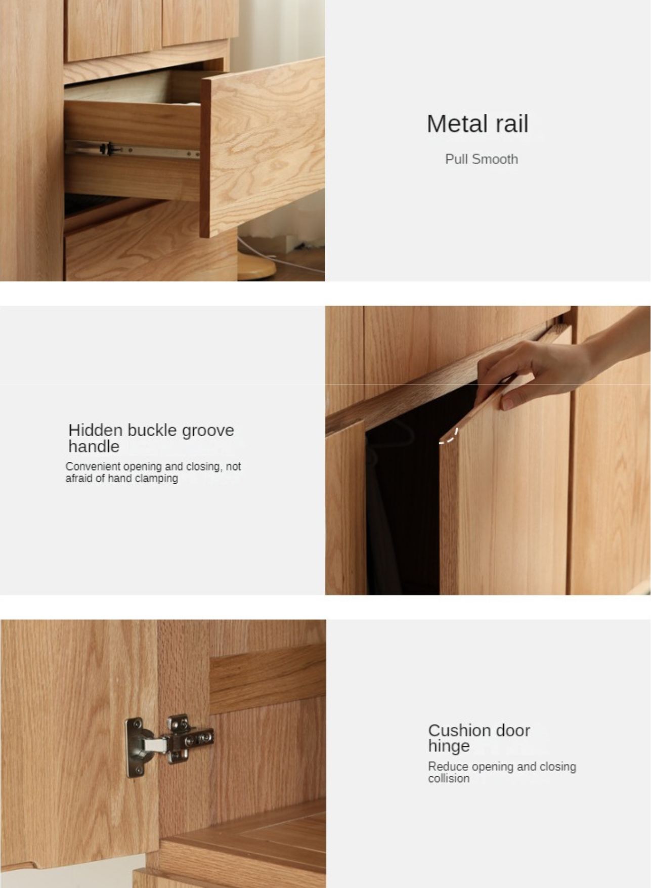 Oak, Ash Solid Wood Sectional Wardrobe.