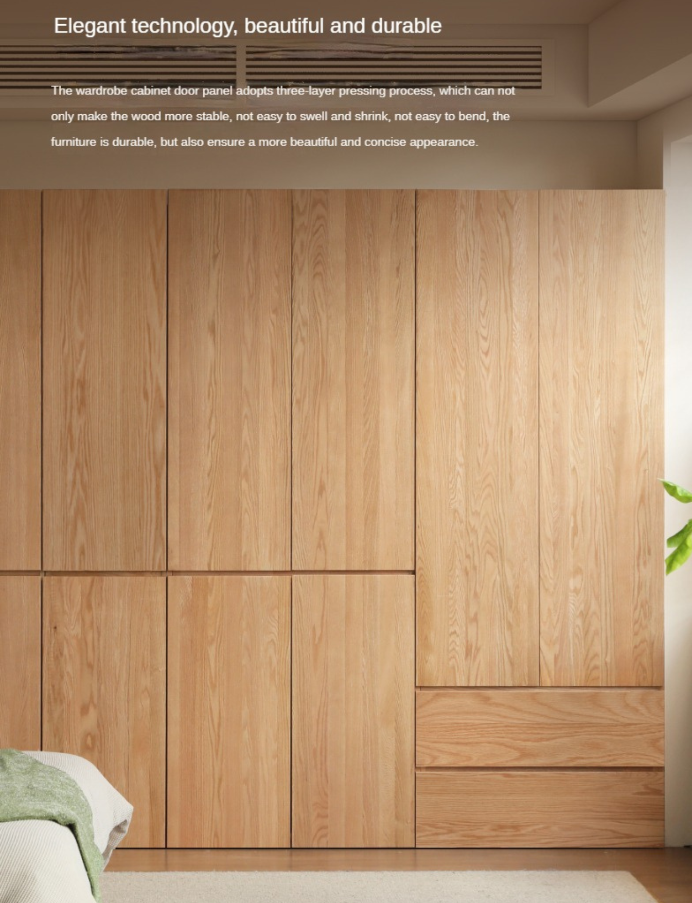 Oak, Ash Solid Wood Sectional Wardrobe.