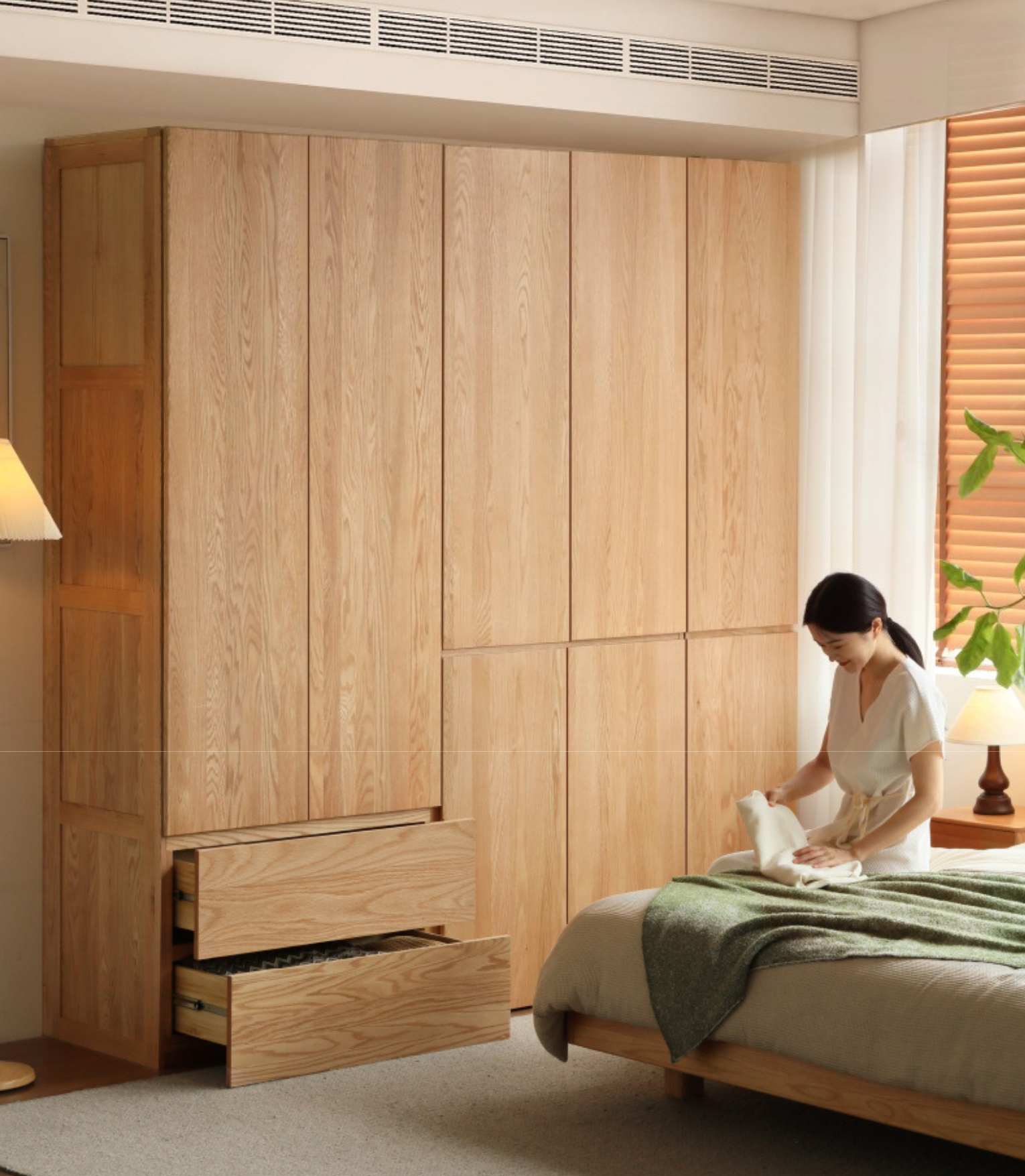 Oak, Ash Solid Wood Sectional Wardrobe.