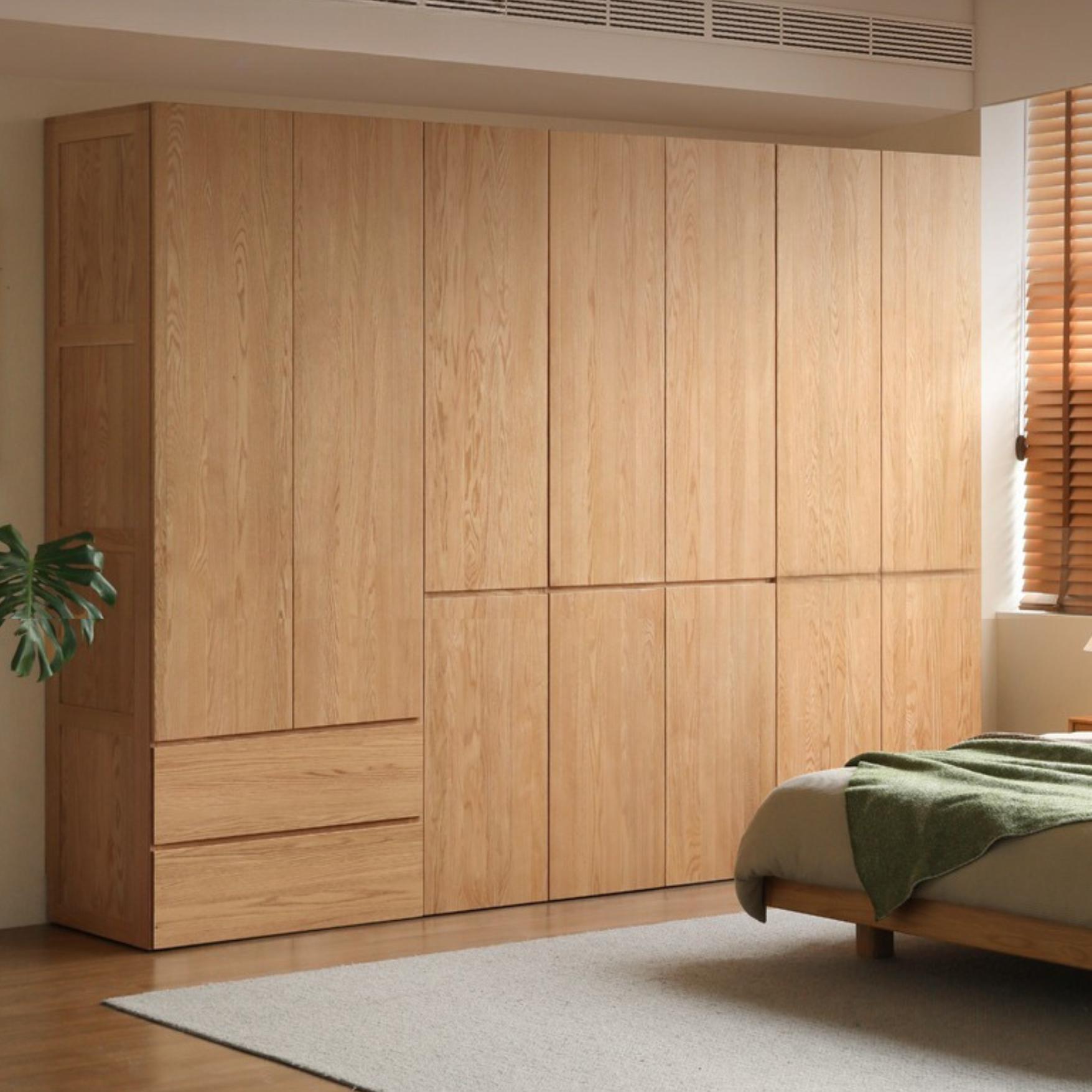 Oak, Ash Solid Wood Sectional Wardrobe.