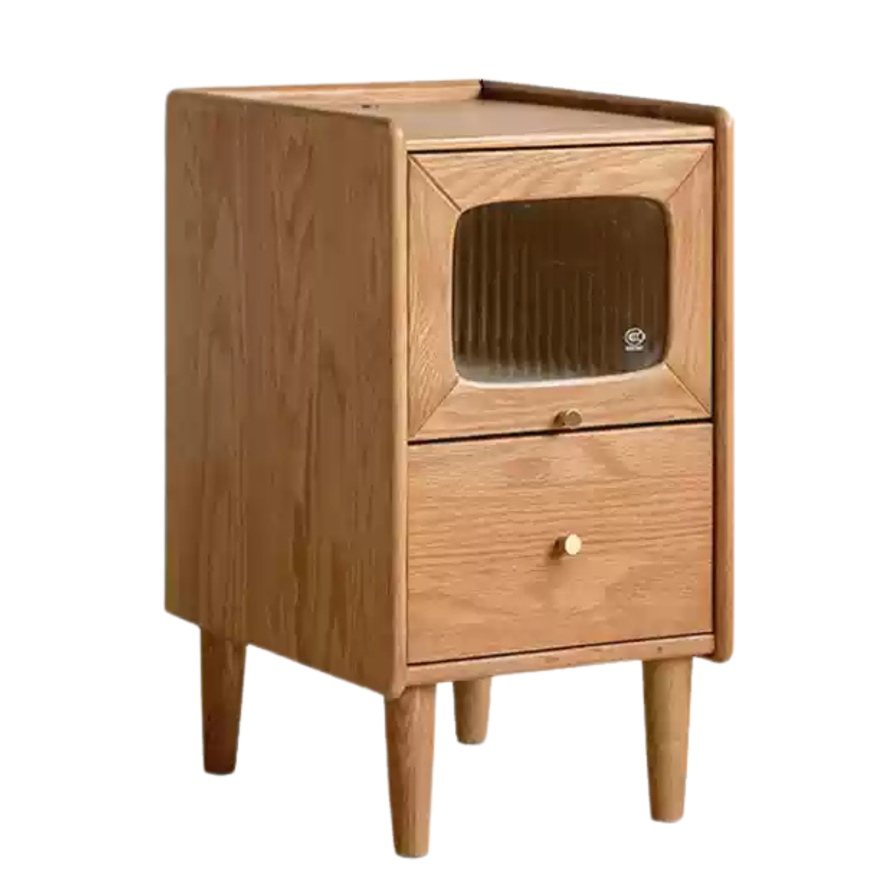 Oak, Beech Solid Wood Nightstand With Light