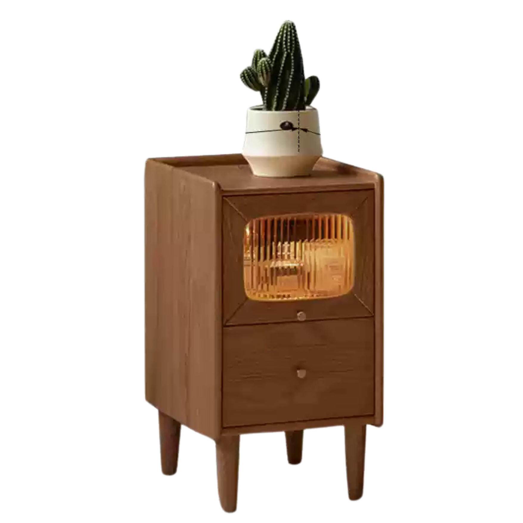 Oak, Beech Solid Wood Nightstand With Light