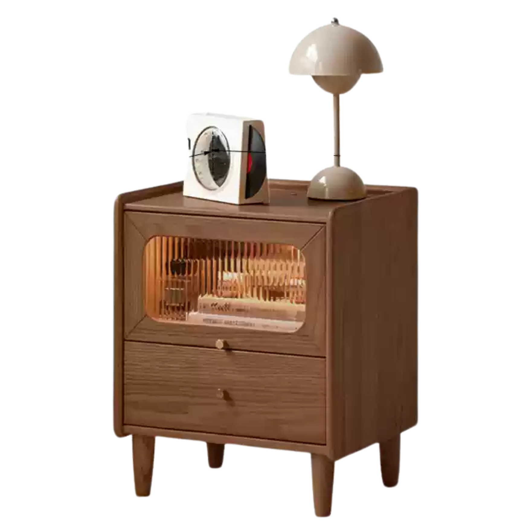 Oak, Beech Solid Wood Nightstand With Light