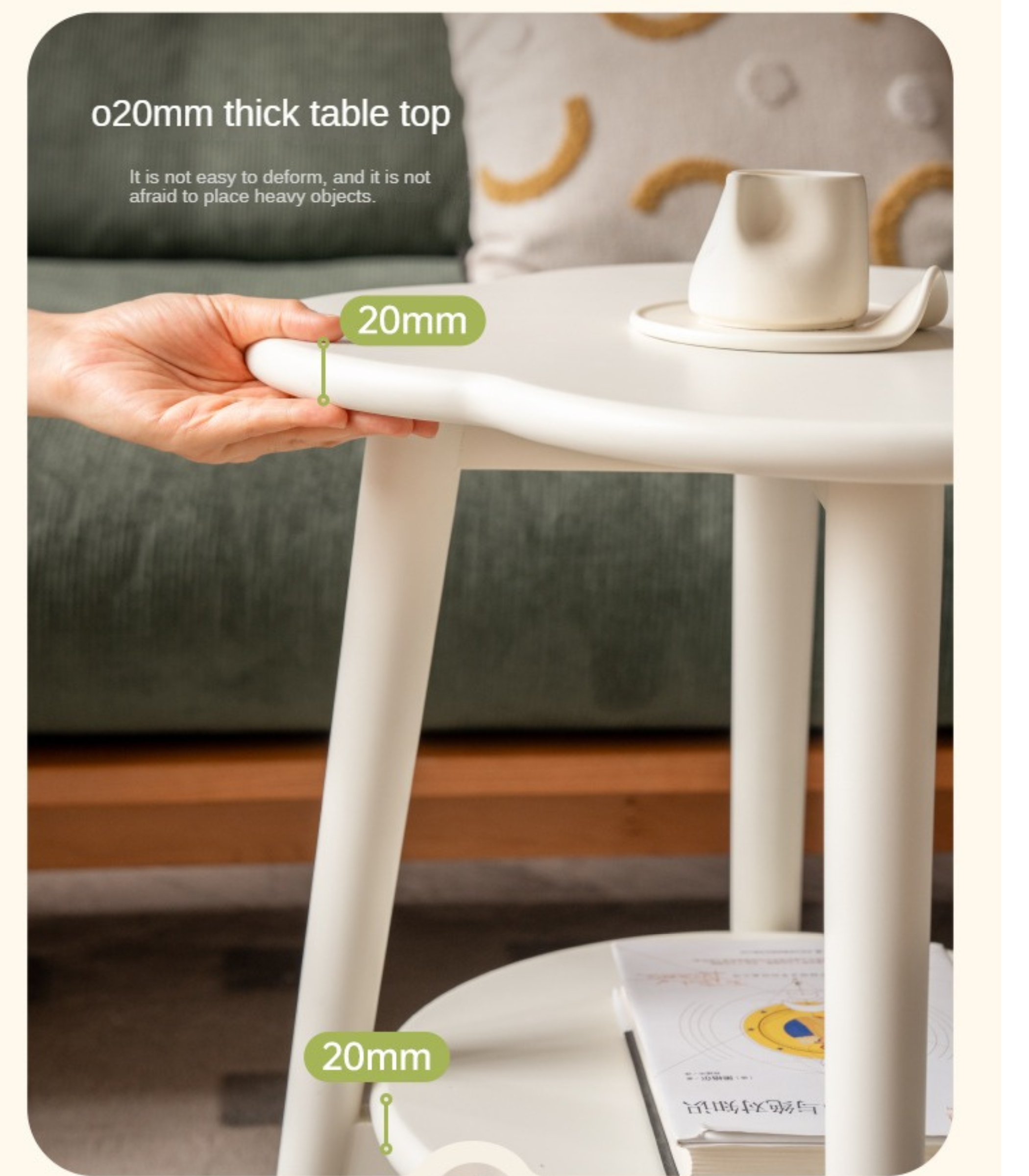 Poplar Solid Wood White Flower Side Table.