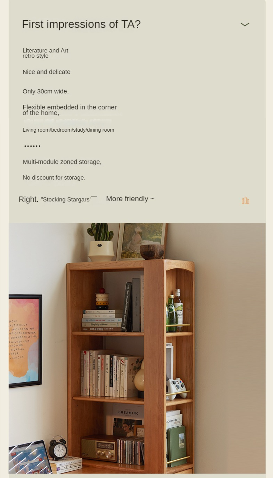Cherry Solid Wood Bookcase With Drawer