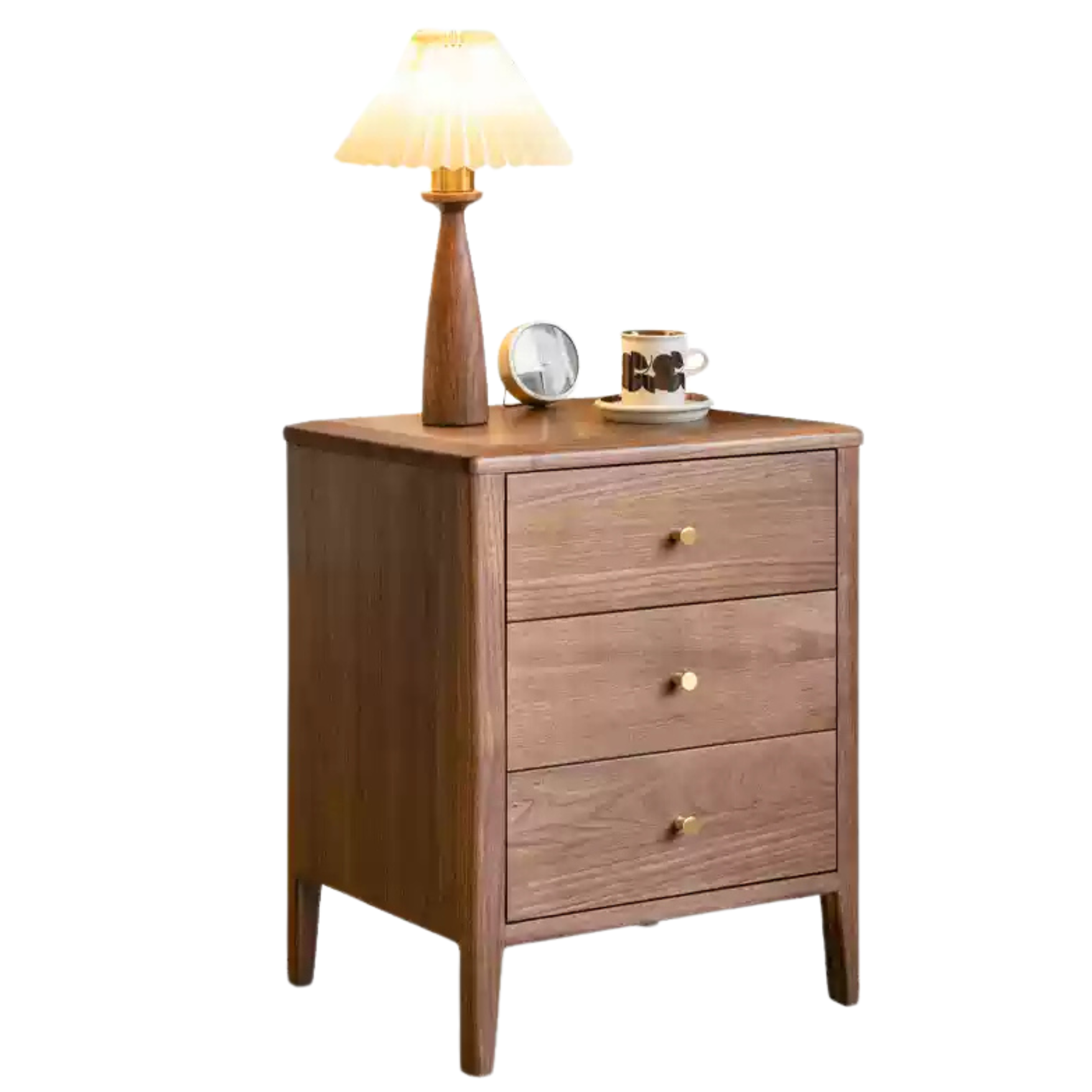 Black Walnut Solid Wood Nordic Style Nightstand.