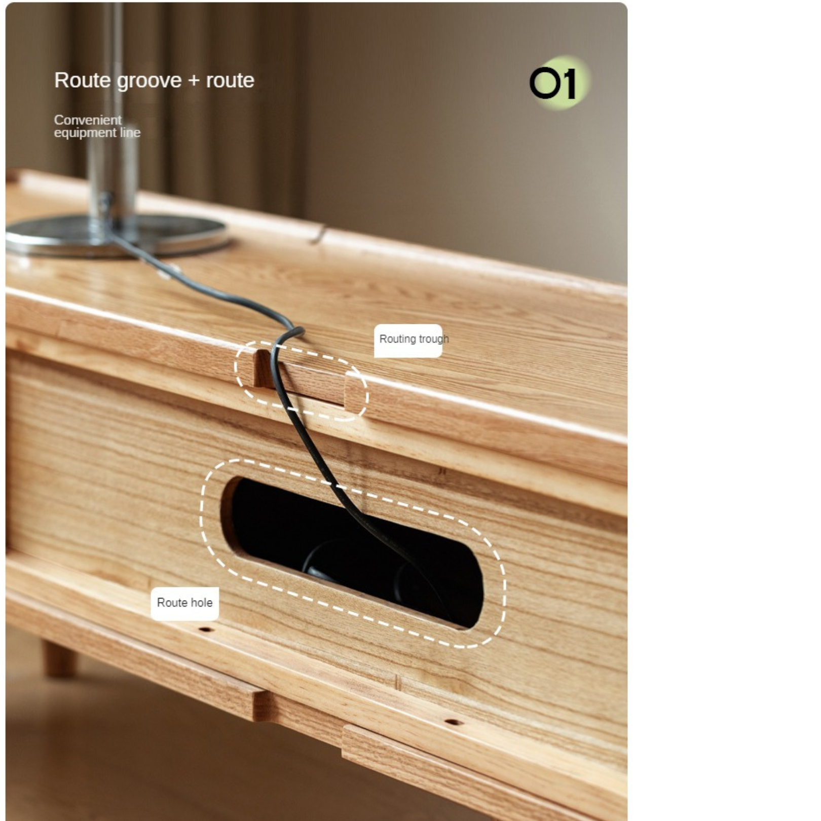 Oak Solid Wood Floor TV Cabinet.