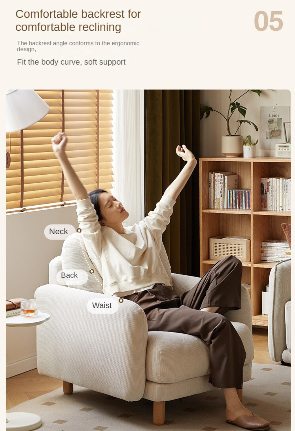 Cream Style goose down Leisure Fabric armchair)