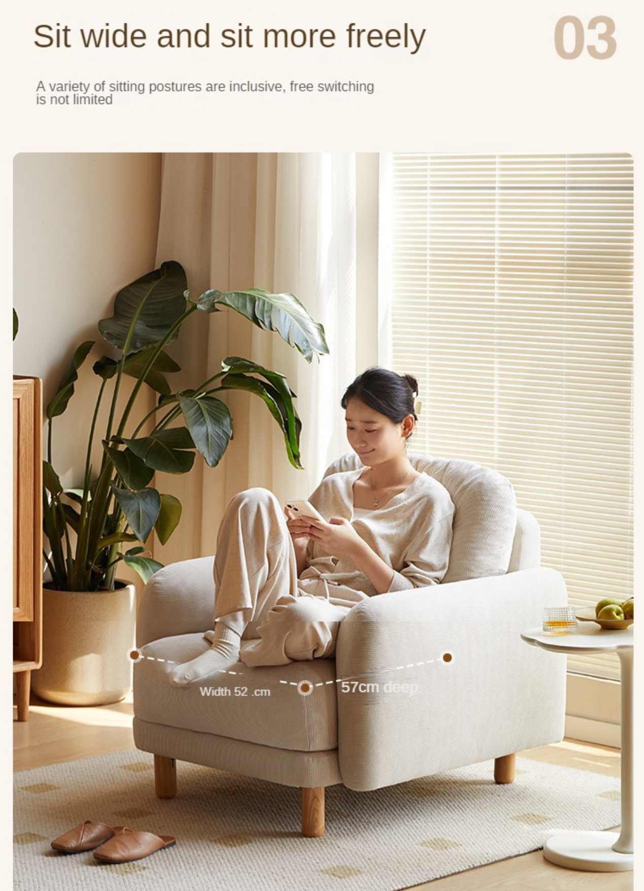 Cream Style goose down Leisure Fabric armchair)