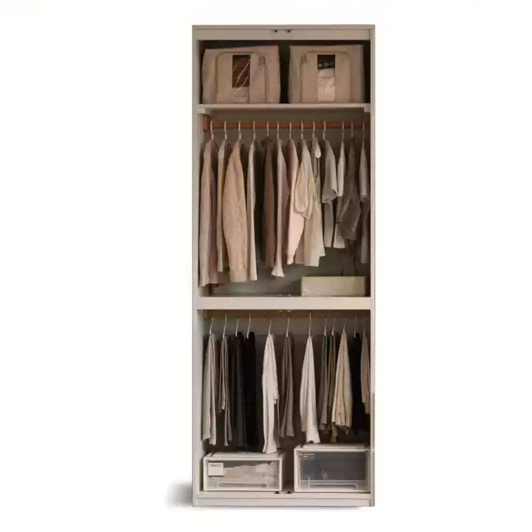 Pine, Oak Solid Wood Sectional Large Wardrobe Cream Style.