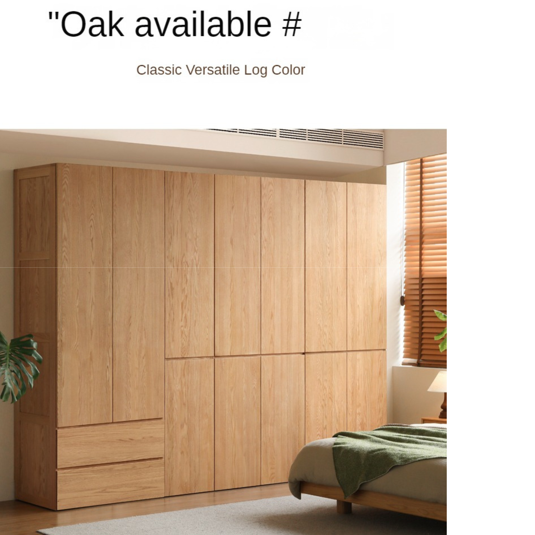 Pine, Oak Solid Wood Sectional Large Wardrobe Cream Style.