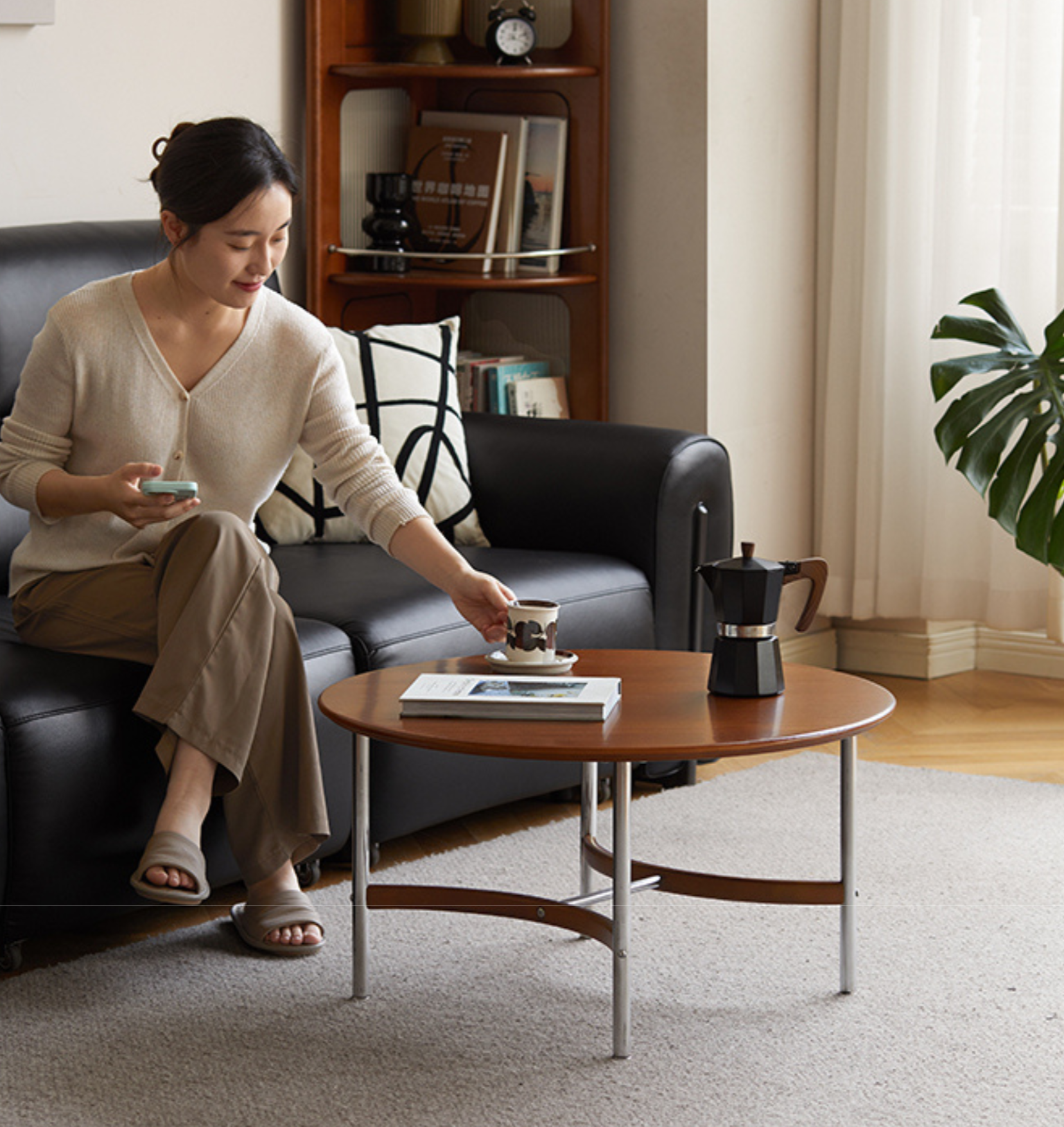 Poplar Solid Wood American Retro Coffee Table.