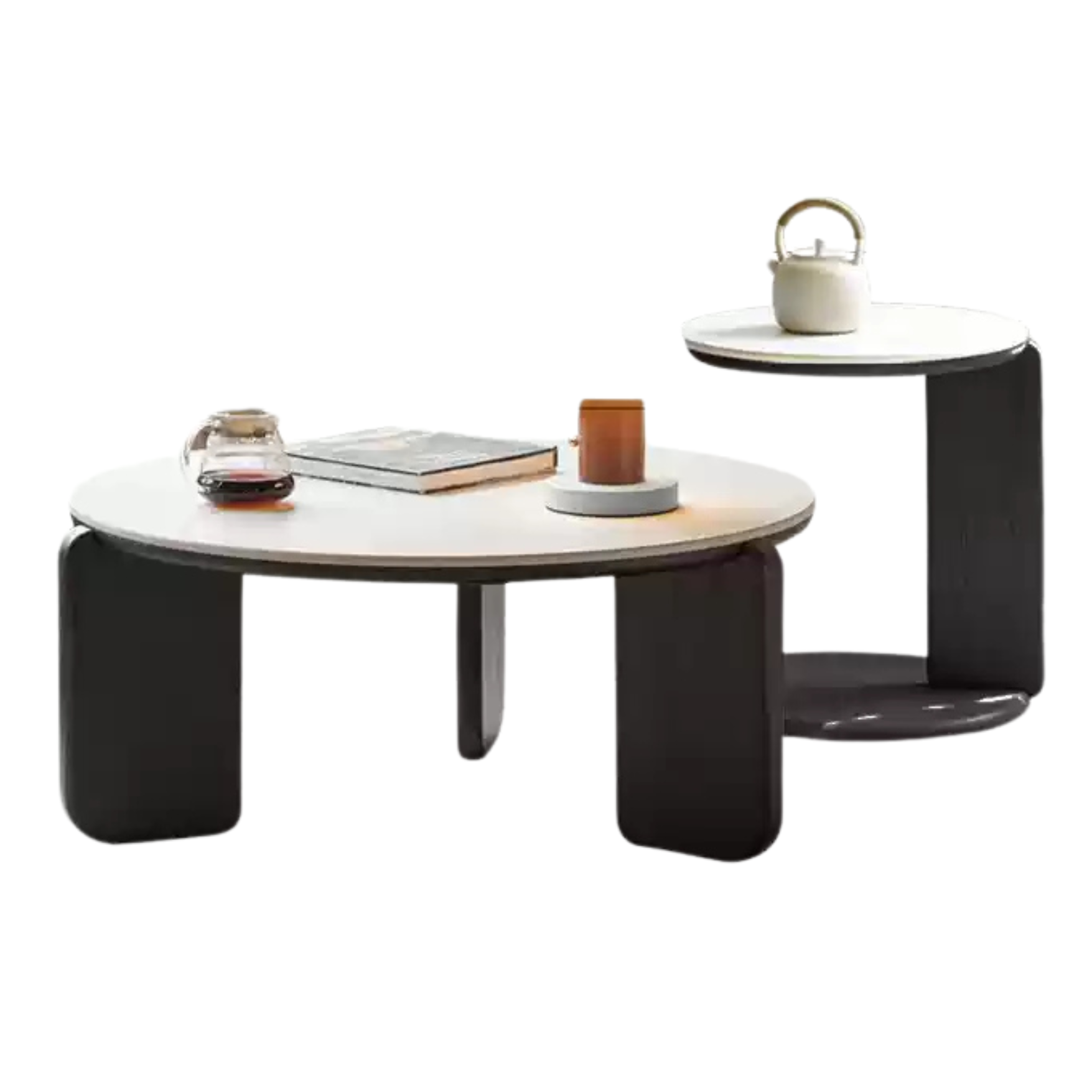 Oak Solid Wood Slate Black Coffee Table