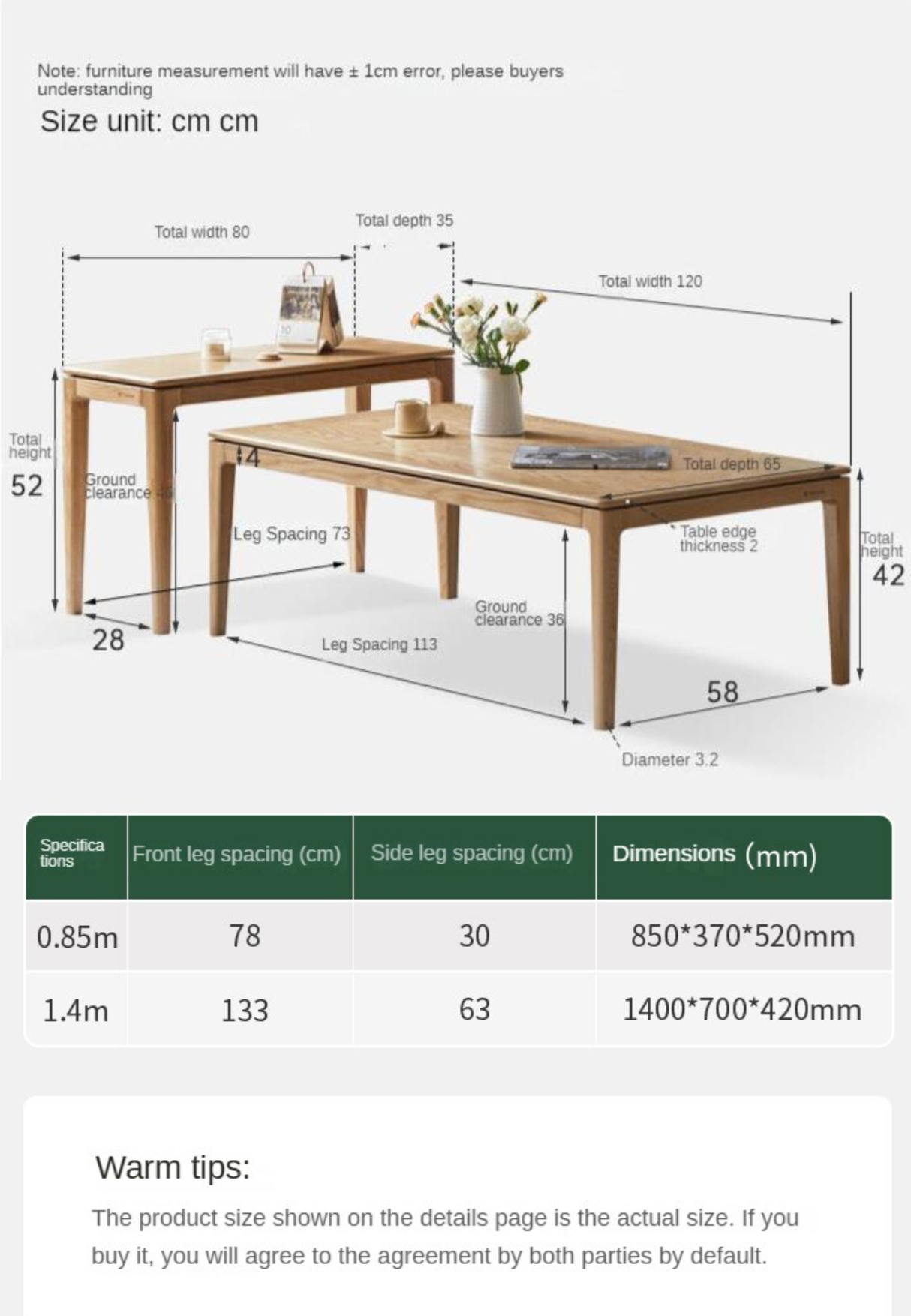 Red Oak, Ash Solid Wood Combination Coffee Table