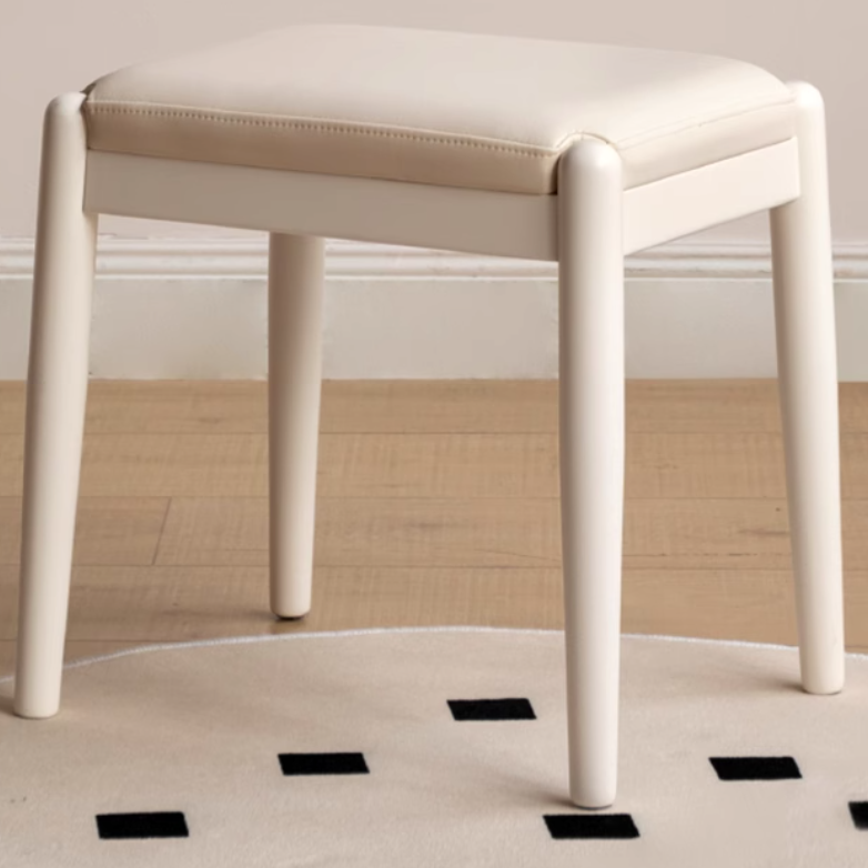Solid Rubberwood Modern White Makeup Stool