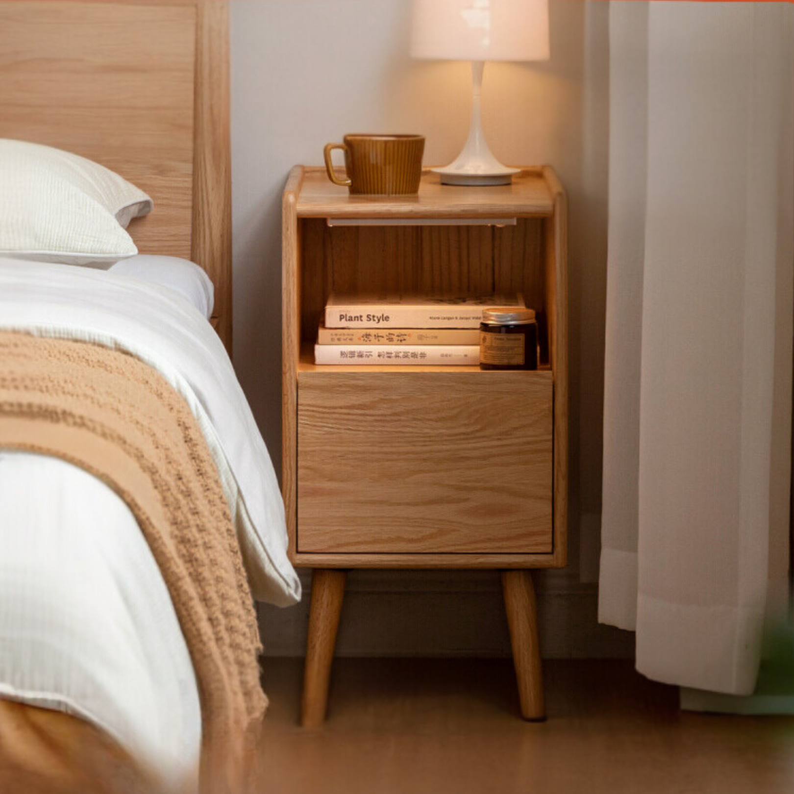 Narrow oak nightstand sales