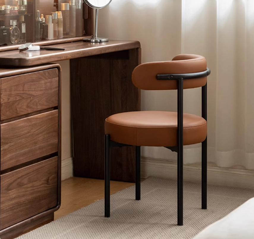 Fabric, Organic Leather Dressing Cream Style Makeup Stool