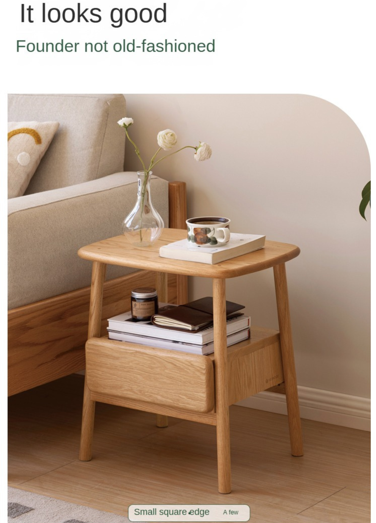 Oak, Beech Solid Wood Nightstand