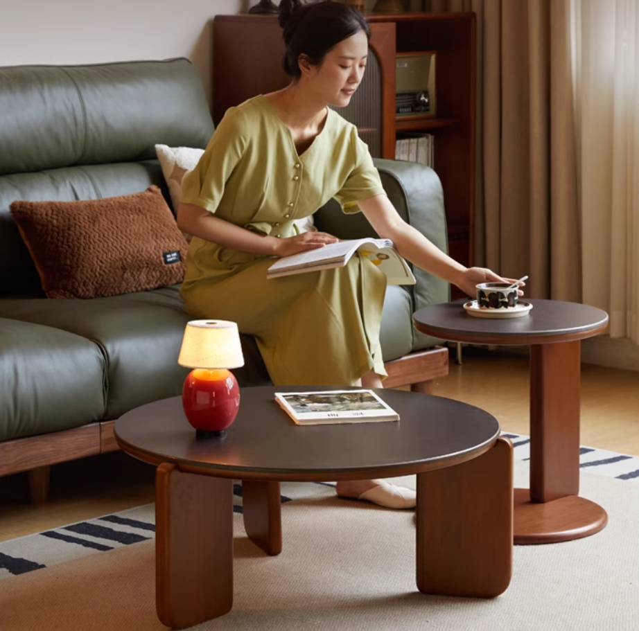 Poplar Solid Wood Rock Board Coffee Table