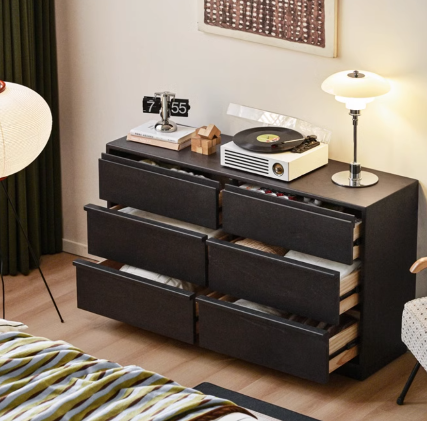 Oak Solid Wood Black Storage Cabinet