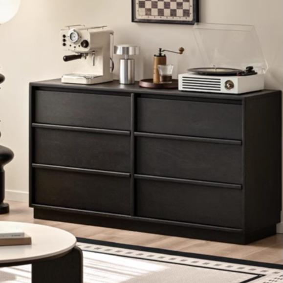 Solid Wood Chest Bedroom Black Storage Cabinet Household Skeleton Line Side Cabinet Oak Simple Six Drawers Solid Wood Chest Bedroom Black Storage Cabinet Household Skeleton Line Side Cabinet Oak Simple Six Drawers