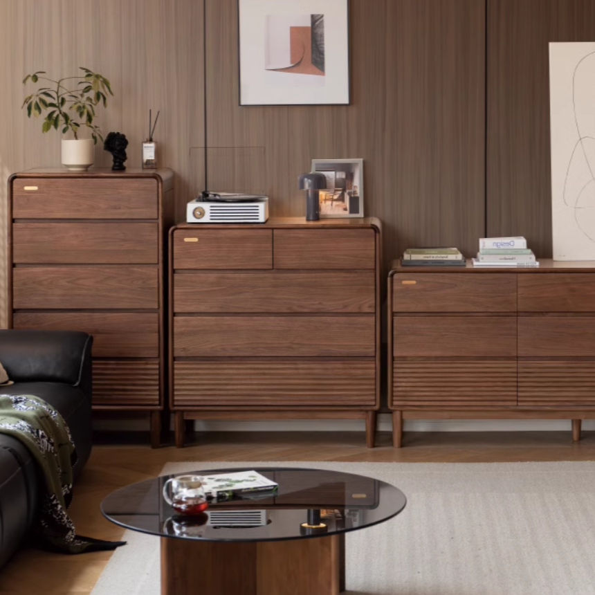 Black Walnut, Catalpa Solid Wood Drawer Storage Cabinet