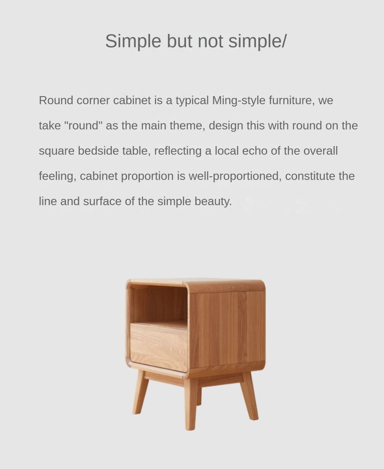 Ash Solid Wood Storage Modern Nightstand