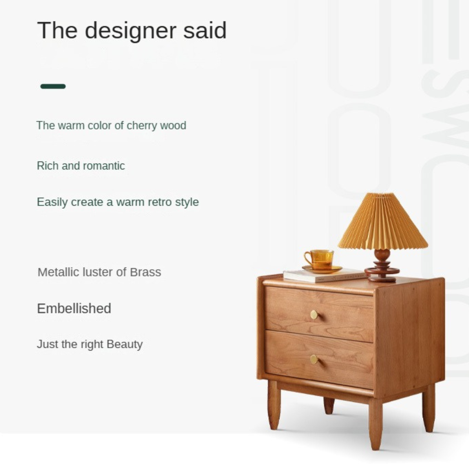 Ash, Cherry Solid Wood Nightstand.