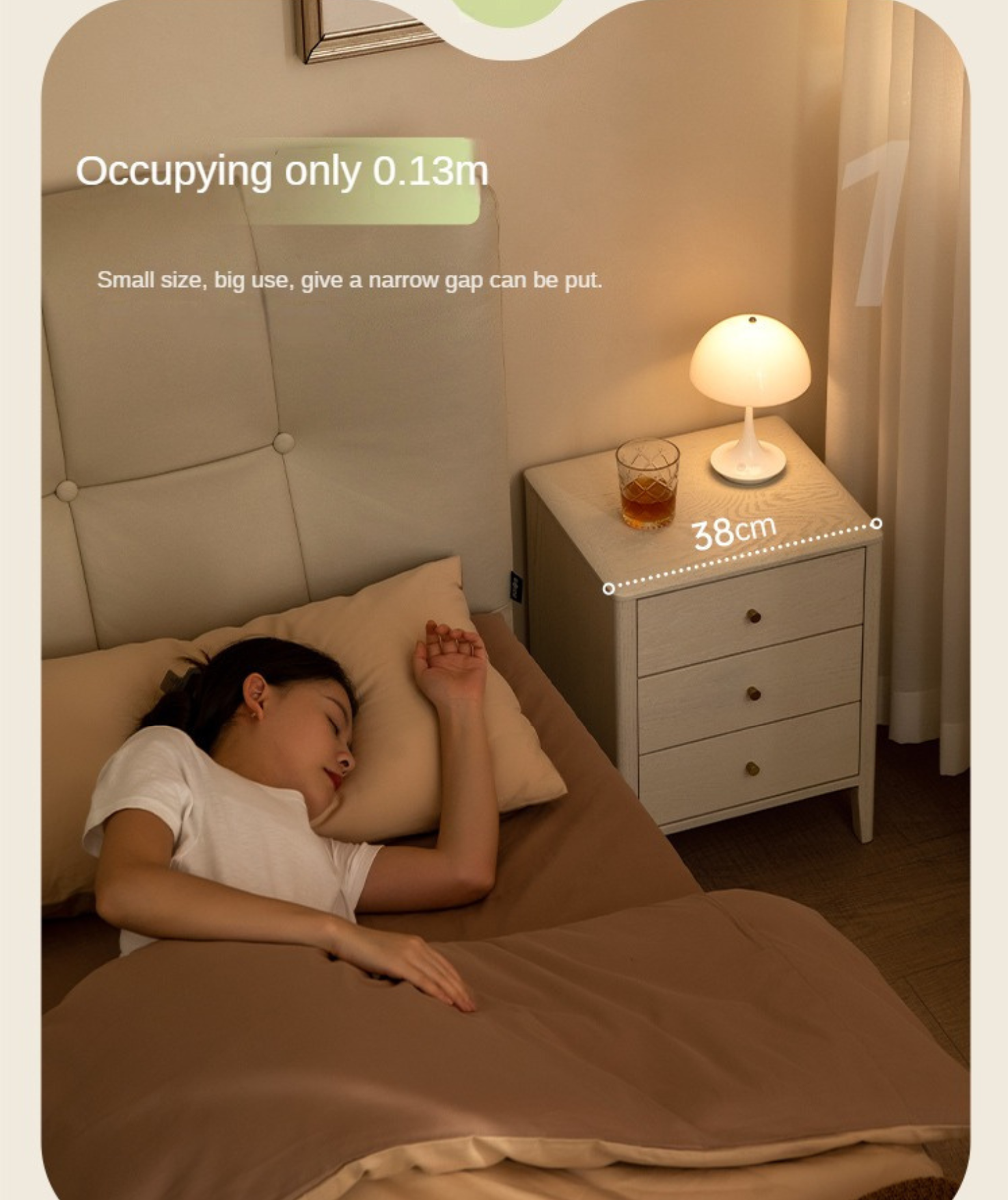 Oak Solid Wood, Solid RubberWood Nightstand Cream Style)