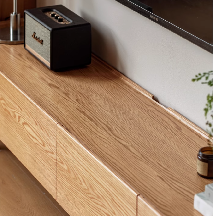 Oak Solid Wood Modern Locker Integrated TV Cabinet.