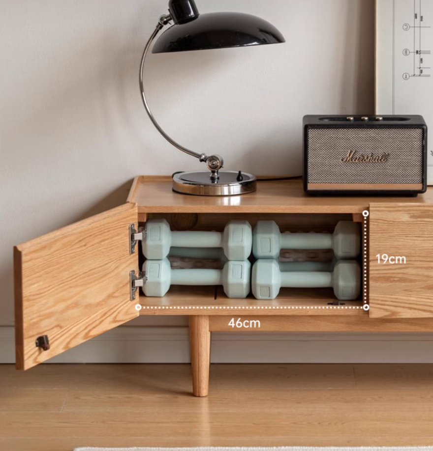 Oak Solid Wood Modern Locker Integrated TV Cabinet.